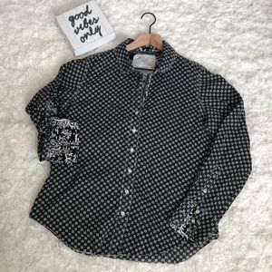 Cino button down dual pattern black white size Lg